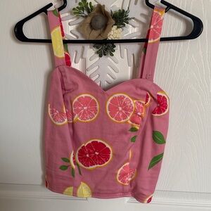 Collectif Mahina Pink Grapefruit Vintage style Crop Top